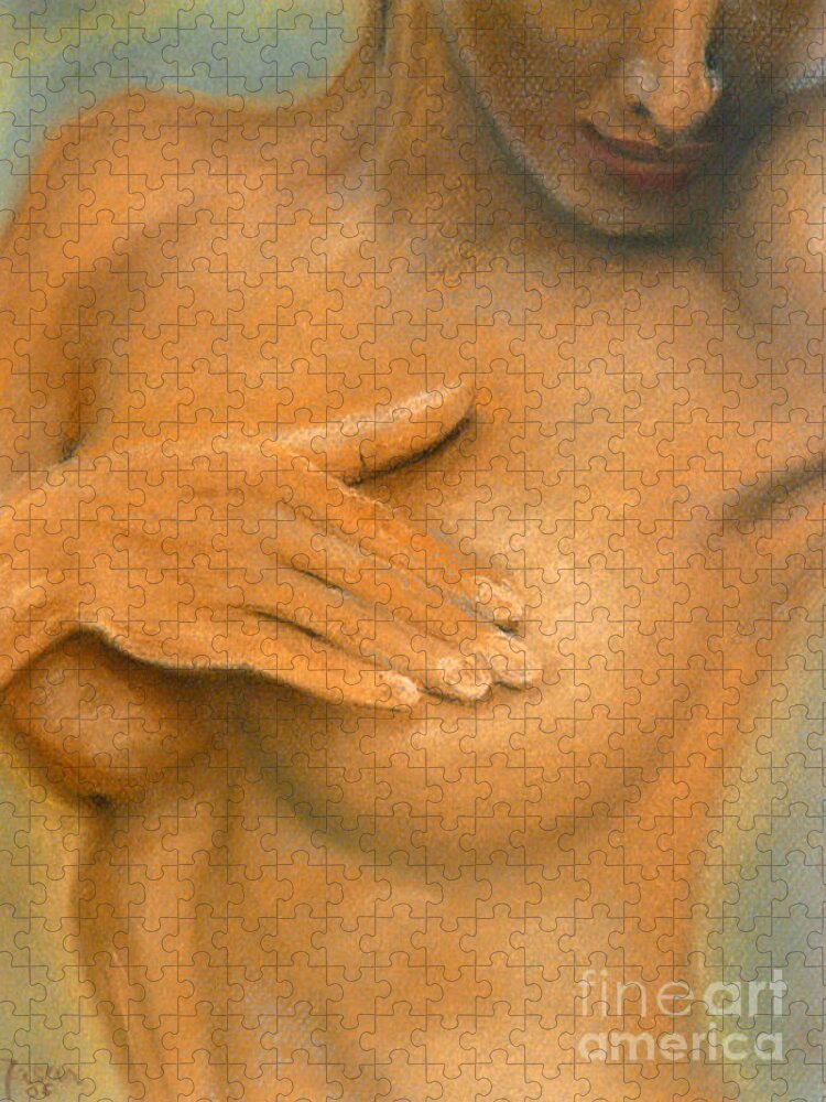 Female Nude Jigsaw Puzzle featuring the painting She by Jasna Dragun