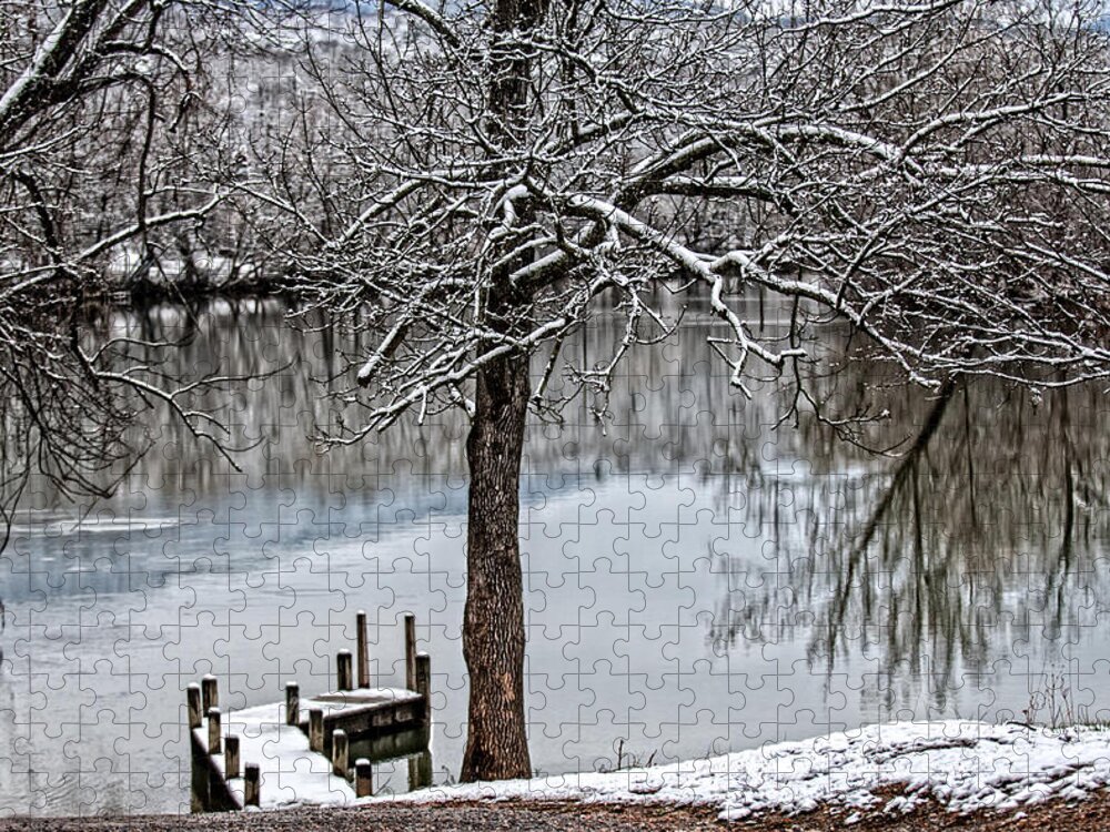 Painterly Shenandoah River Jigsaw Puzzle featuring the photograph Shenandoah Winter Serenity by Lara Ellis