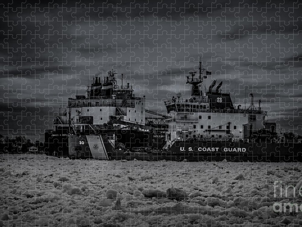 Ice Jigsaw Puzzle featuring the photograph Ship Stuck In The Ice Flow by Ronald Grogan