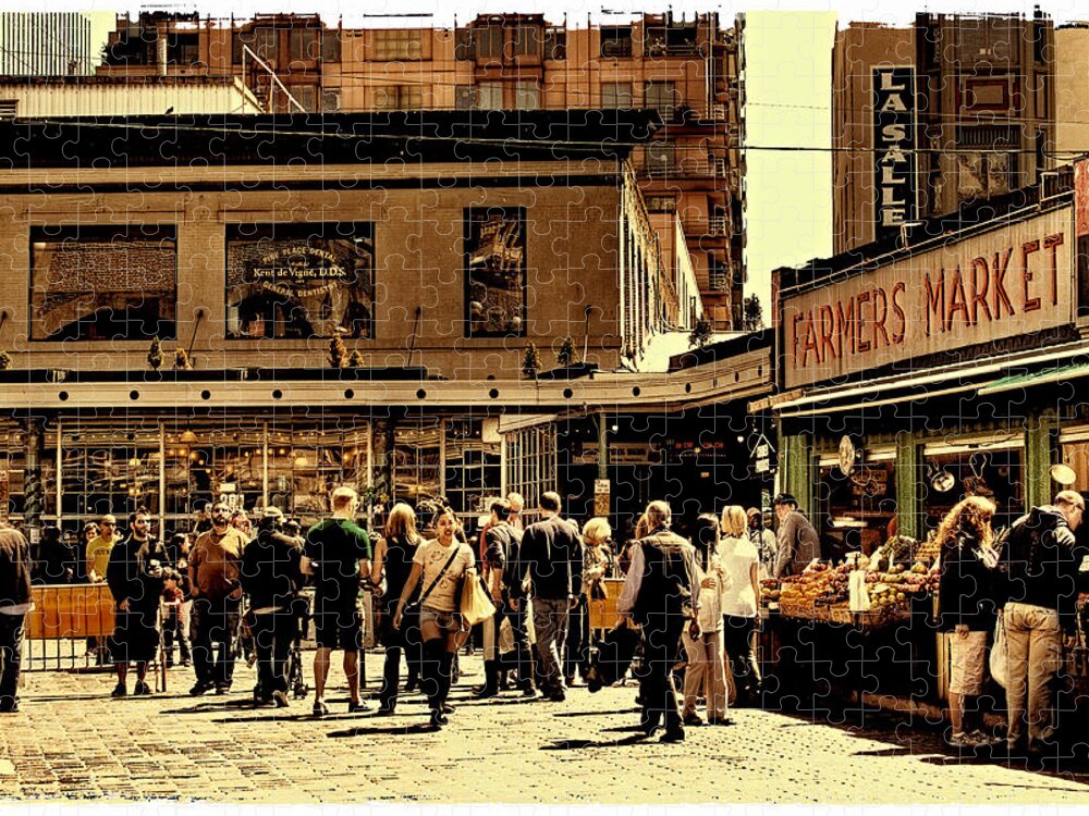 Pike Place Market Jigsaw Puzzle featuring the photograph Shoppers at Pike Place Market by David Patterson
