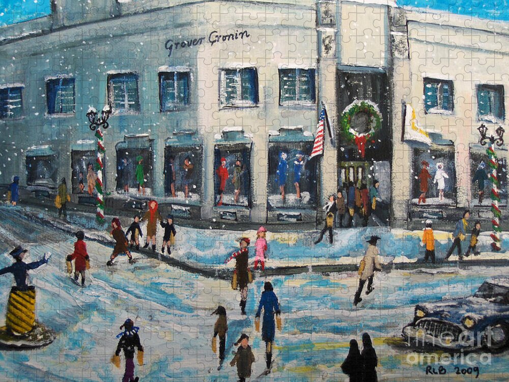 Grover Cronin Jigsaw Puzzle featuring the painting Shopping at Grover Cronin by Rita Brown