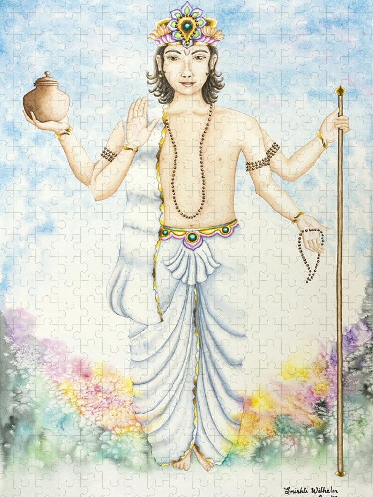 Vedic Astrology Jigsaw Puzzle featuring the painting Shukra Venus by Srishti Wilhelm