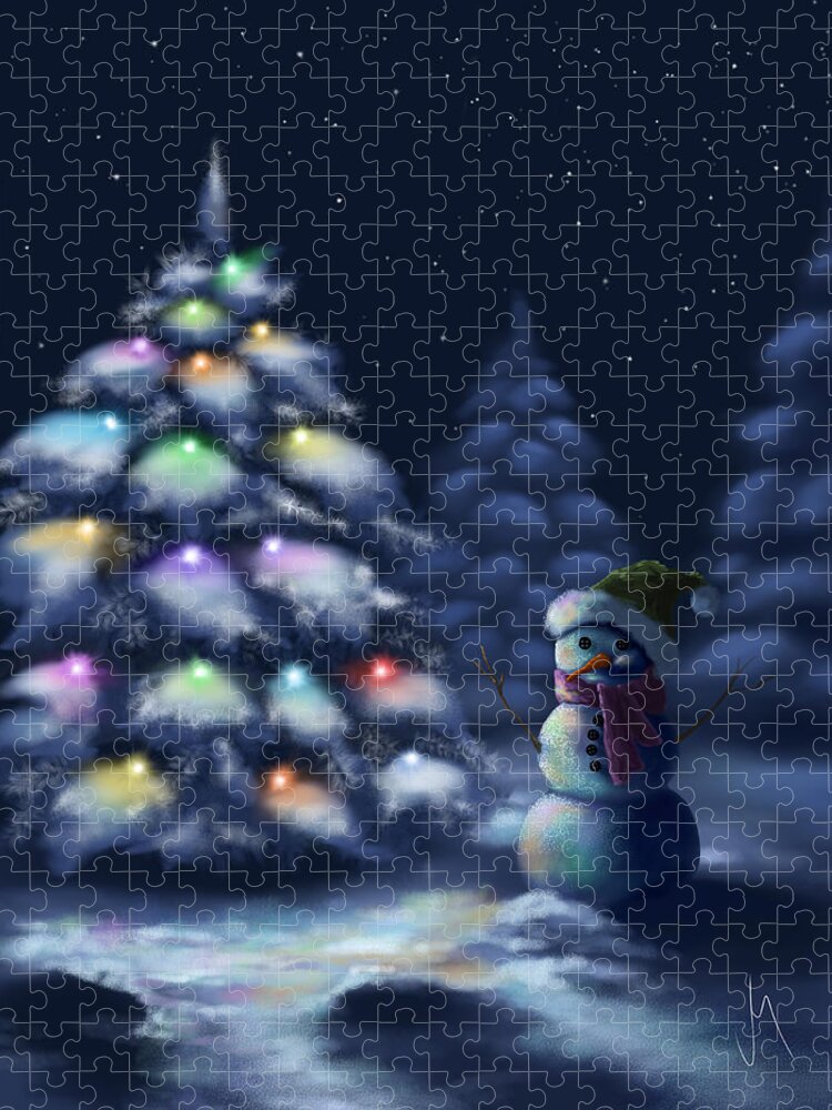 Christmas Jigsaw Puzzle featuring the painting Silent night by Veronica Minozzi
