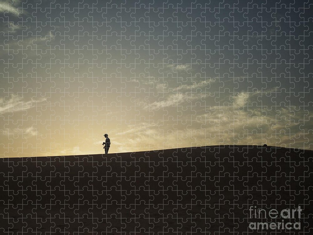 Sahara Jigsaw Puzzle featuring the photograph Silhouette in the Sahara by Patricia Hofmeester