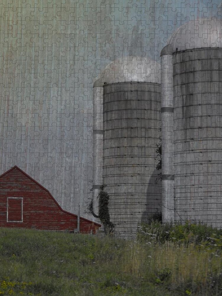 Barn Jigsaw Puzzle featuring the photograph Silo and Barn by Photographic Arts And Design Studio