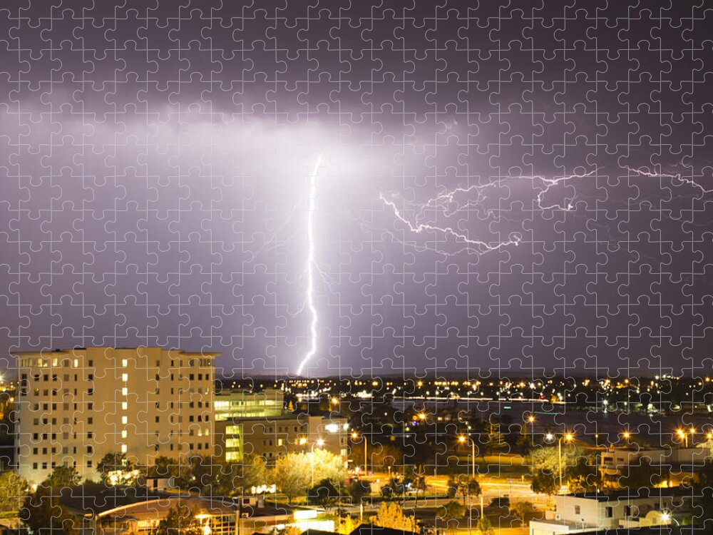 Lightning Jigsaw Puzzle featuring the photograph Silo Strike by Robert Caddy