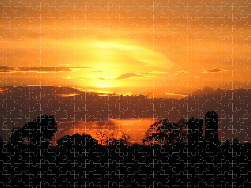 Farmer Jigsaw Puzzle featuring the photograph Silo Sunset by Dale Kauzlaric