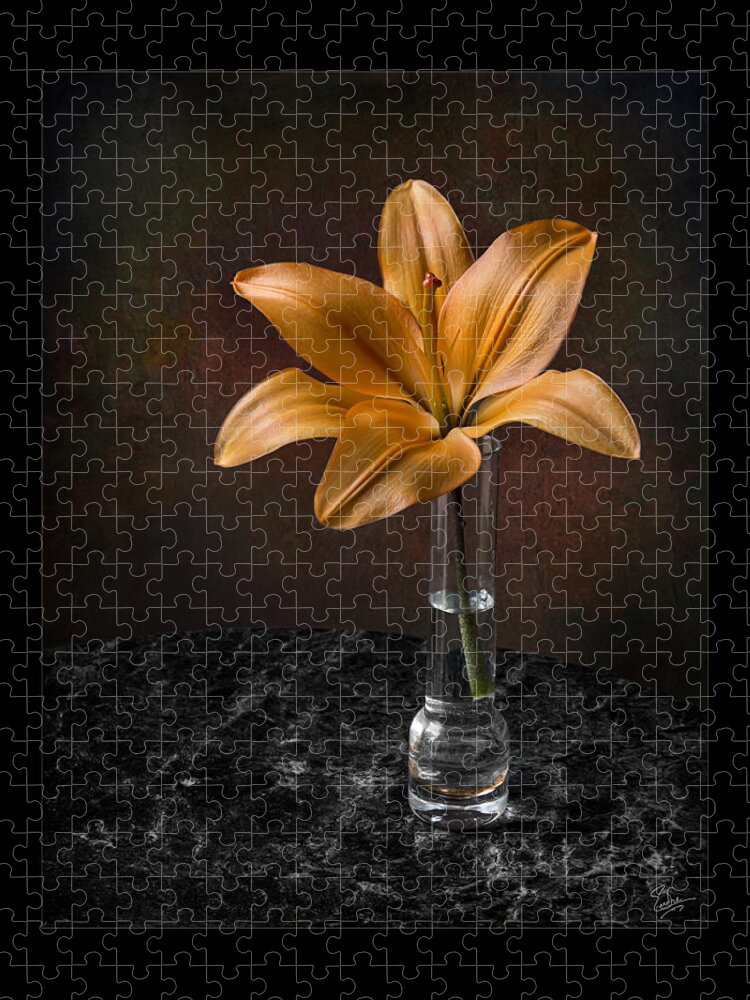 Flower Jigsaw Puzzle featuring the photograph Single Asiatic Lily in Vase by Endre Balogh