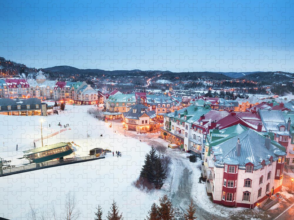 Treetop Jigsaw Puzzle featuring the photograph Ski Lifts At Mont Tremblant Village by Pgiam