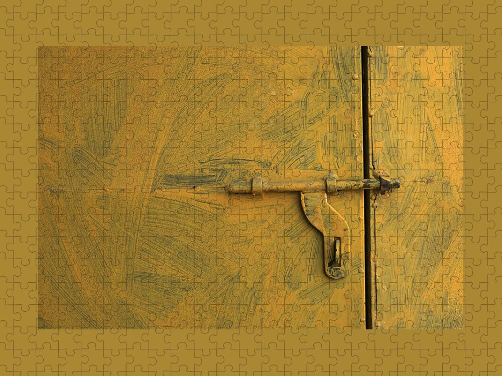 Abstract Jigsaw Puzzle featuring the photograph SKC 0047 The Door Latch by Sunil Kapadia