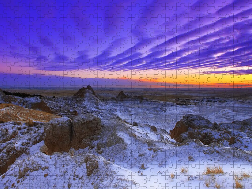 Badlands Jigsaw Puzzle featuring the photograph Sky Lines by Kadek Susanto