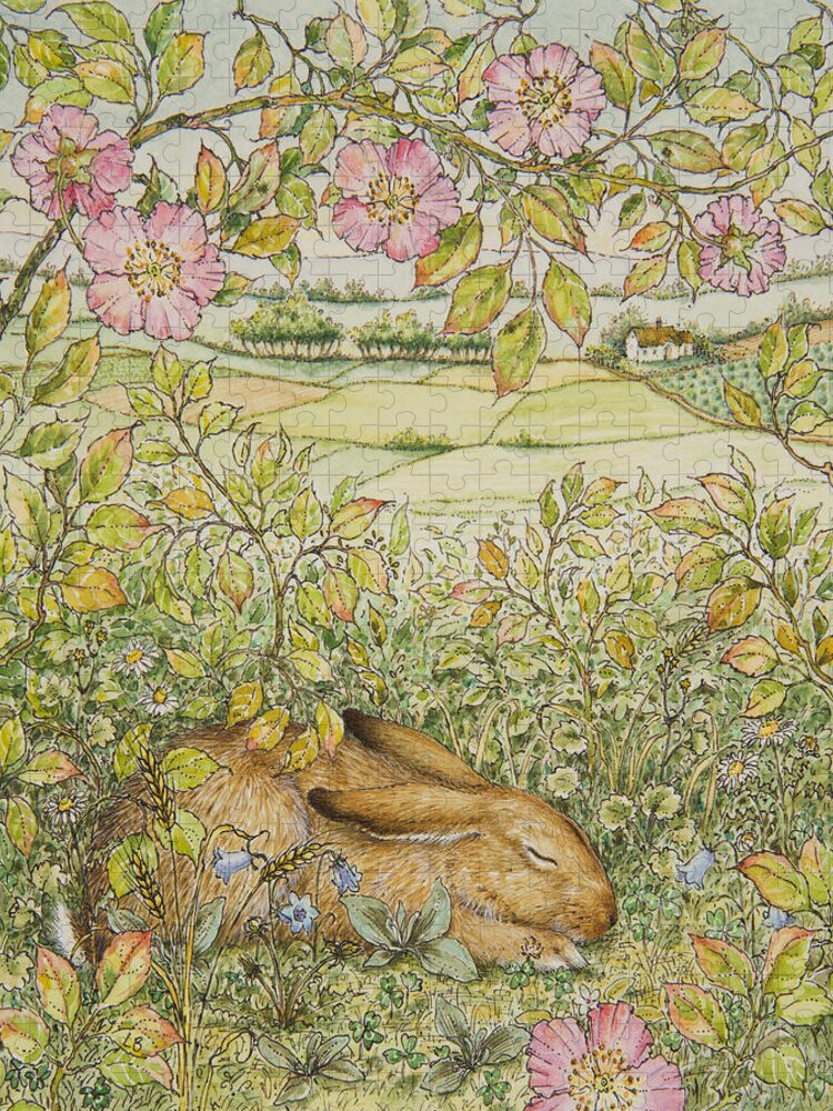 Rabbit Jigsaw Puzzle featuring the painting Sleepy Bunny by Lynn Bywaters