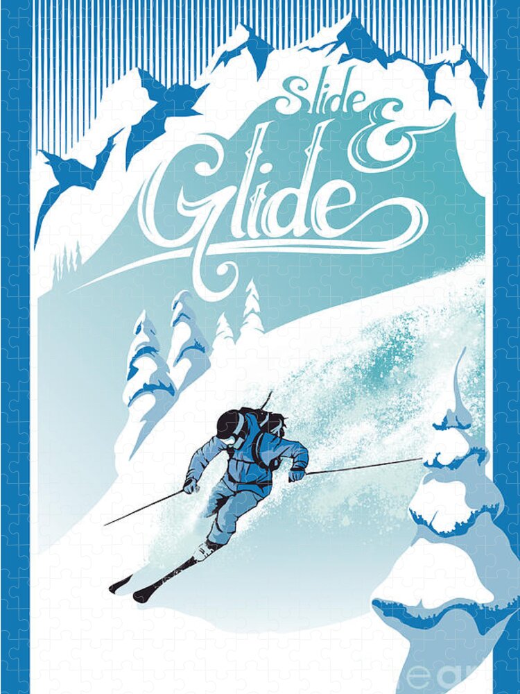 zonlicht Oordeel doel Slide And Glide Retro Ski Poster Jigsaw Puzzle by Sassan Filsoof - Pixels