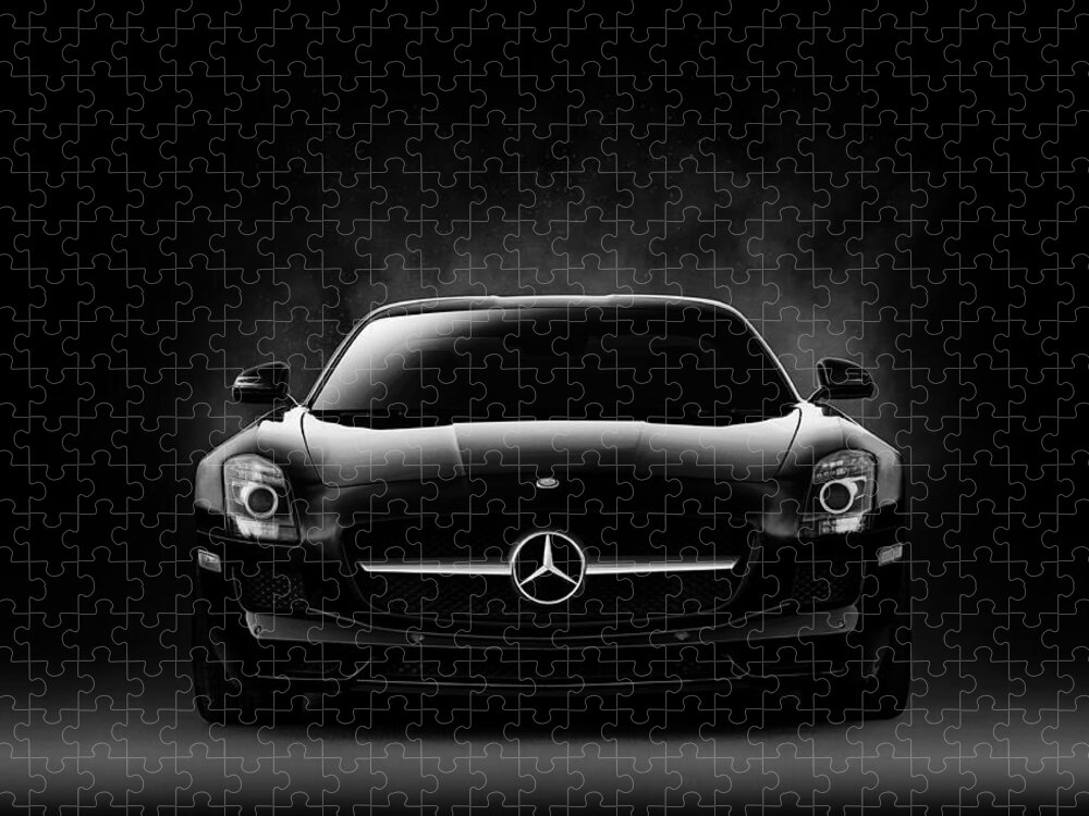 Mercedes Jigsaw Puzzle featuring the digital art SLS Black by Douglas Pittman