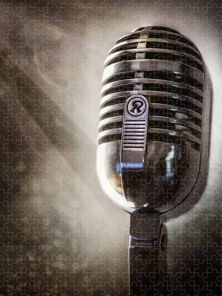 Mic Jigsaw Puzzle featuring the photograph Smoky Vintage Microphone by Scott Norris