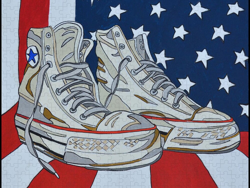 Stanko Paintings Jigsaw Puzzle featuring the painting Sneakers 9 by Mike Stanko