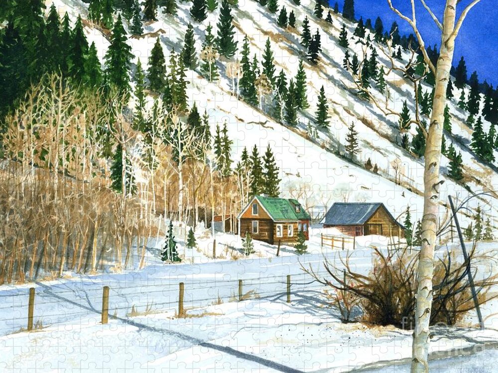 Water Color Paintings Jigsaw Puzzle featuring the painting Snow Bound by Barbara Jewell