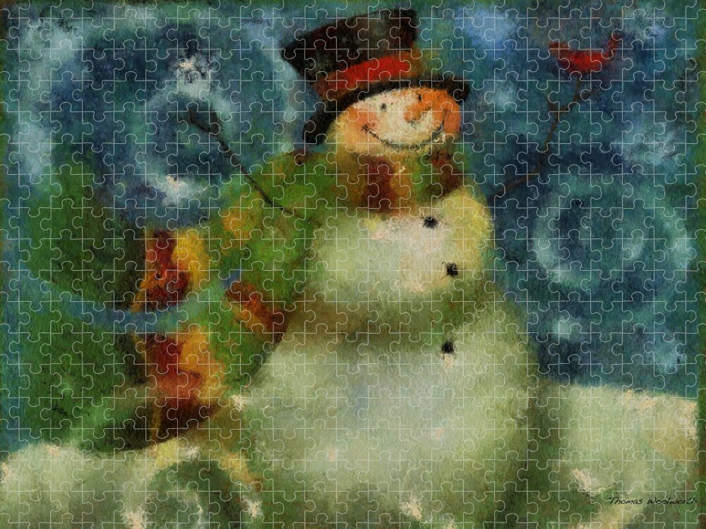 Winter Jigsaw Puzzle featuring the photograph Snowman Photo Art 16 by Thomas Woolworth
