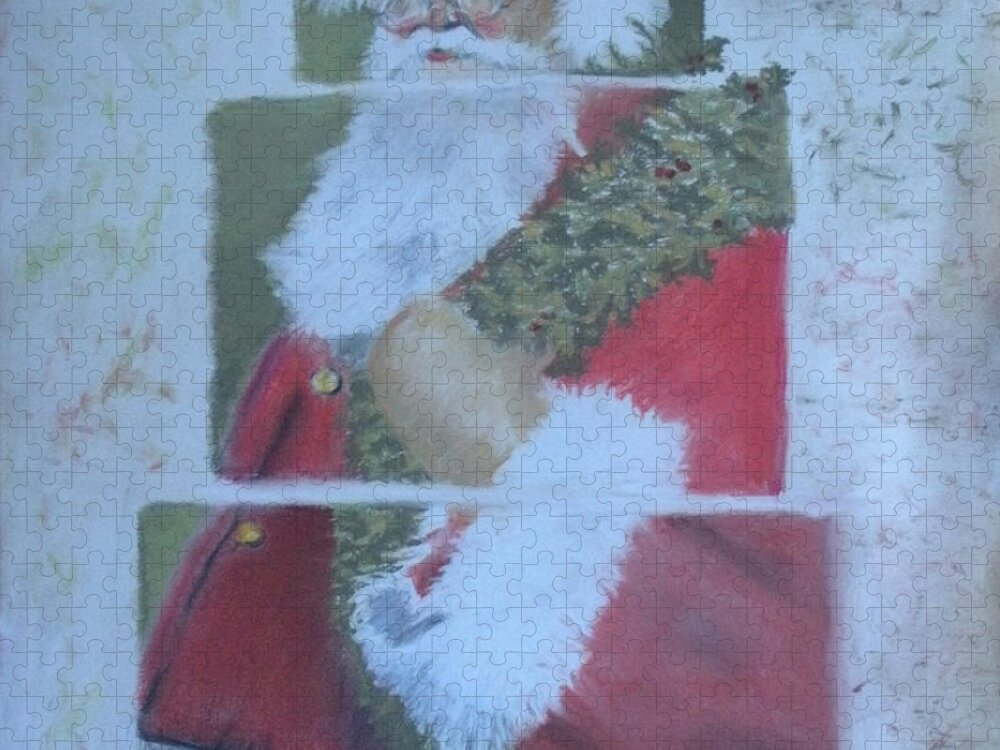Santa Jigsaw Puzzle featuring the painting S'nta Claus by Claudia Goodell