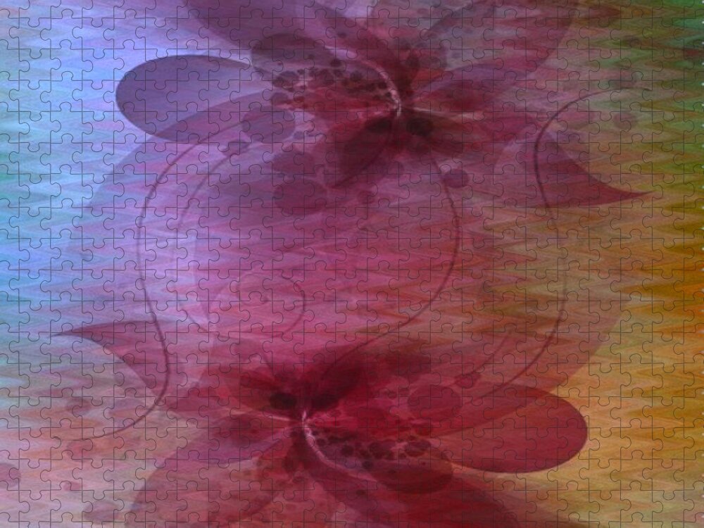 Abstract Jigsaw Puzzle featuring the digital art Soft Colored Ripples And Ribbons Abstract by Judy Palkimas