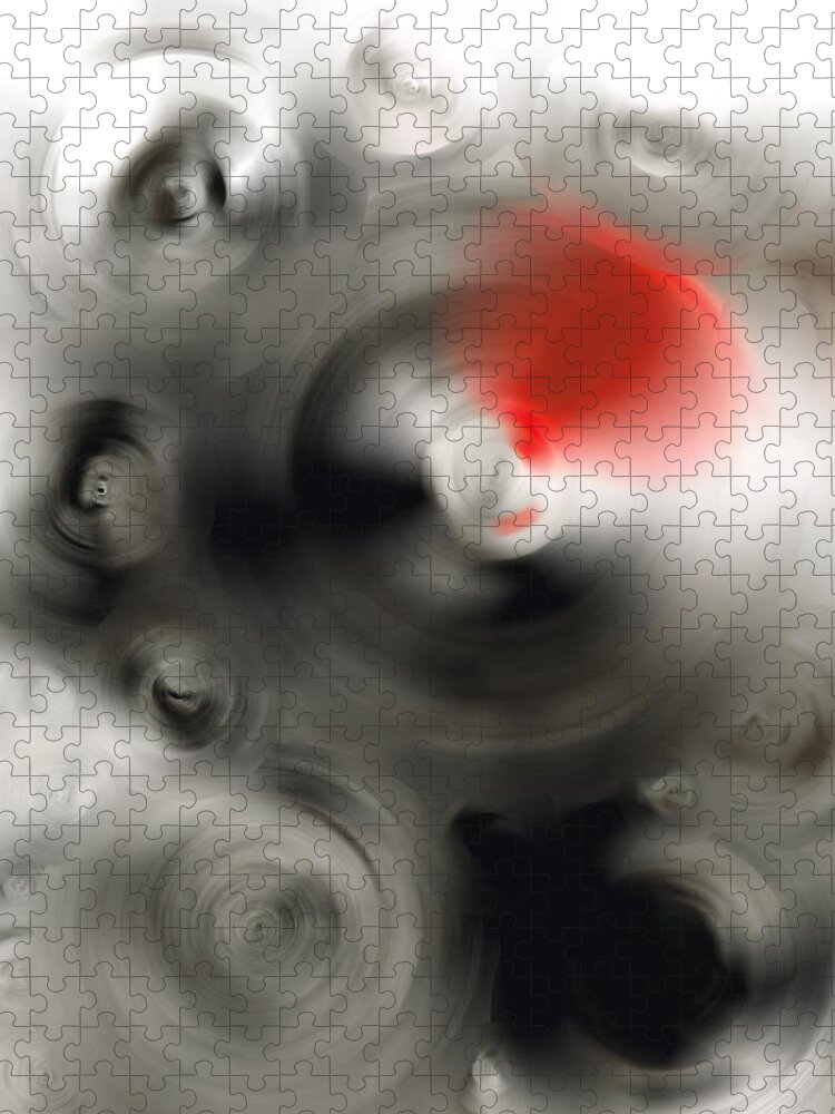 Red Jigsaw Puzzle featuring the painting Soft Dance - Abstract Art By Sharon Cummings by Sharon Cummings