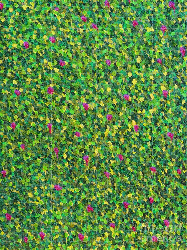 Abstract Jigsaw Puzzle featuring the painting Soft Green with Pink by Dean Triolo