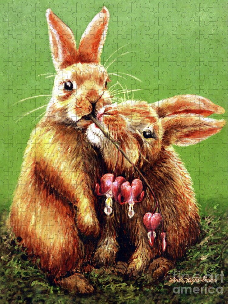 Bunny Jigsaw Puzzle featuring the painting Some Bunny Loves You by Linda Simon