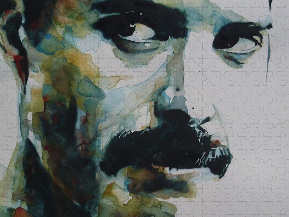 Rock And Roll Jigsaw Puzzle featuring the painting Freddie Mercury by Paul Lovering