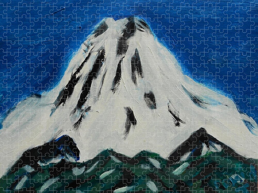 Mt. Rainier Jigsaw Puzzle featuring the painting Somewhere Rainier by David Trotter