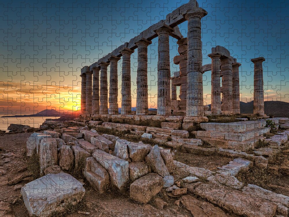 Aegean Jigsaw Puzzle featuring the photograph Sounio - Greece by Constantinos Iliopoulos