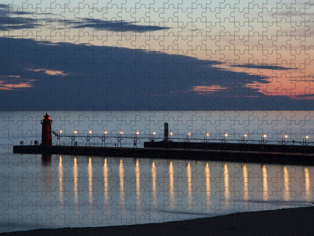 3scape Photos Jigsaw Puzzle featuring the photograph South Haven Michigan Lighthouse by Adam Romanowicz