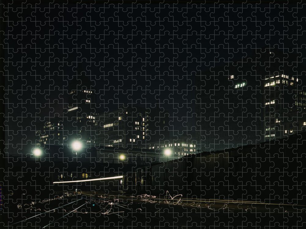 Chicago Jigsaw Puzzle featuring the photograph South Water Freight Terminal At Night by Science Source