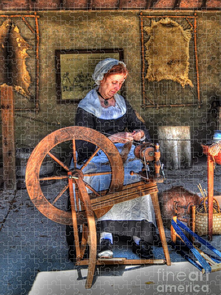 Historic Jigsaw Puzzle featuring the photograph Spinning Yarn by Kathy Baccari