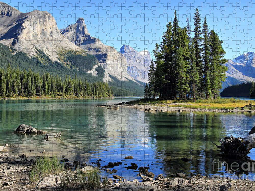 Island Jigsaw Puzzle featuring the photograph Spirit Island Maligne Lake by Teresa Zieba