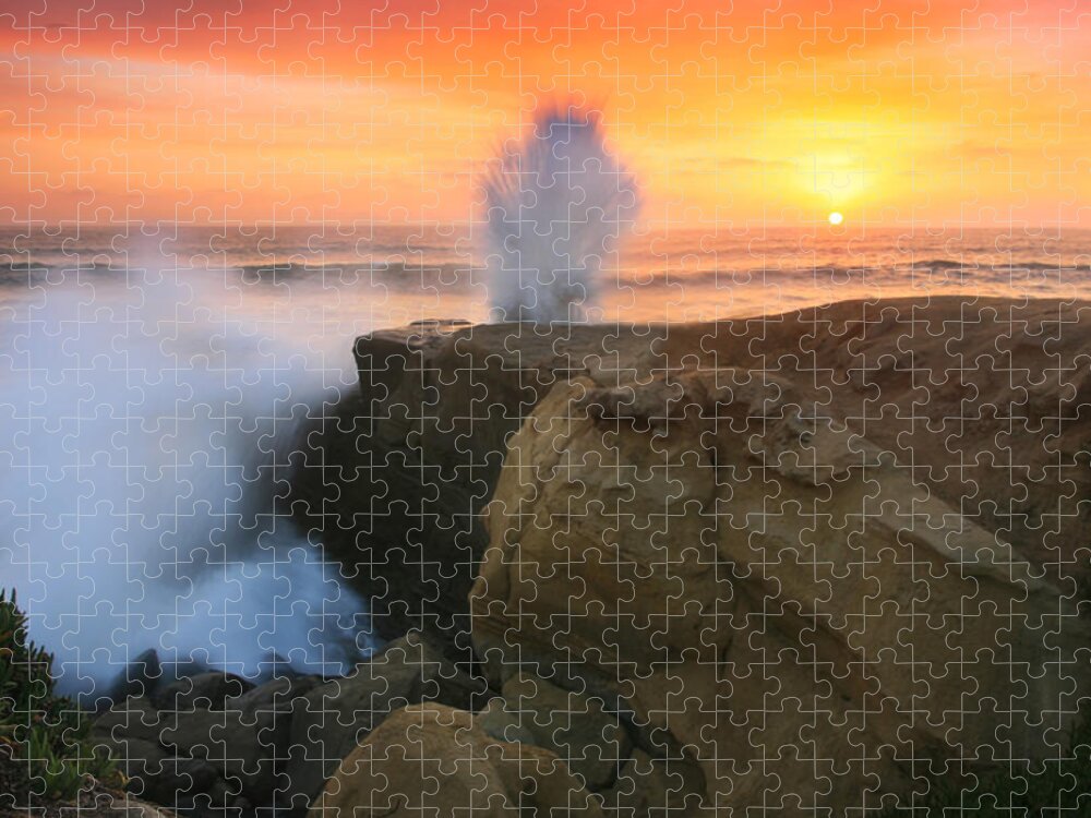 Landscape Jigsaw Puzzle featuring the photograph Splash Sunset by Scott Cunningham