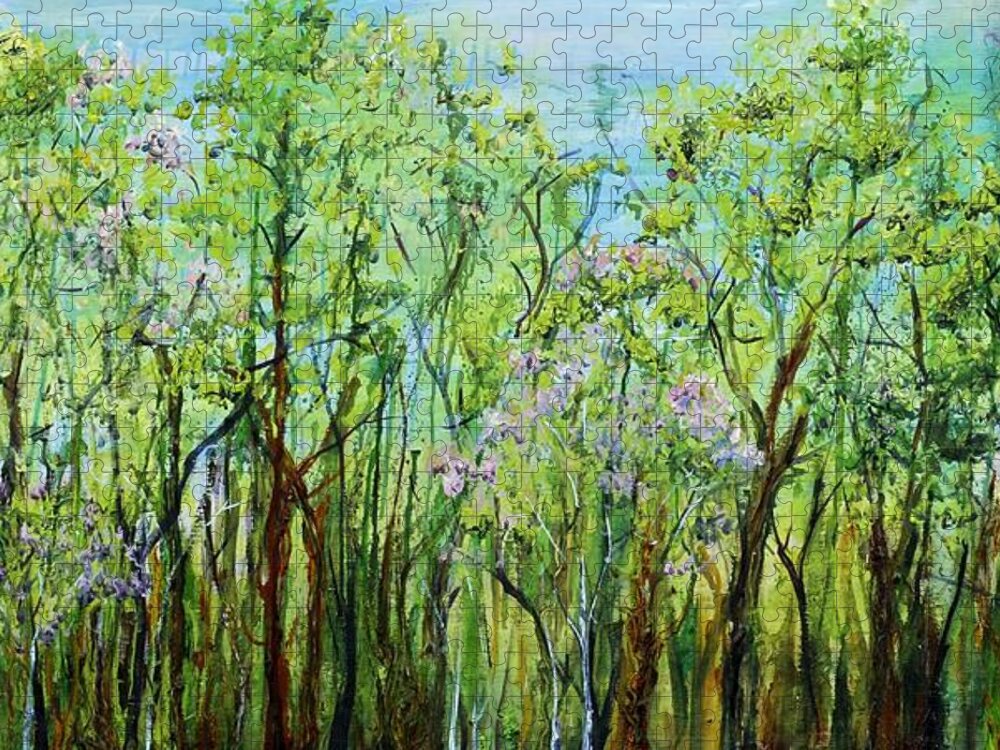 Landscape Jigsaw Puzzle featuring the painting Spring Arpeggio by Regina Valluzzi