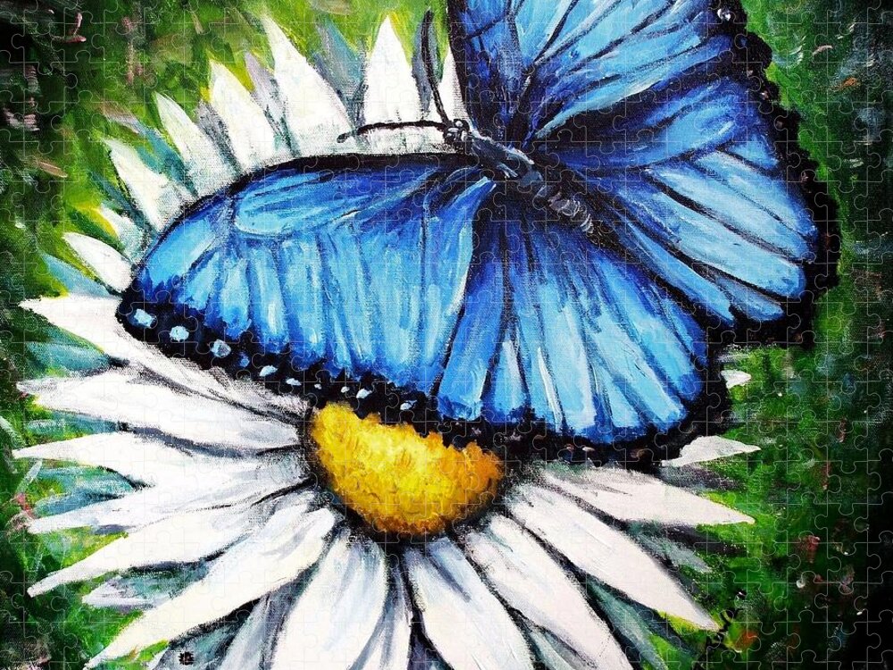 Blue Butterfly Jigsaw Puzzle featuring the painting Spring Has Sprung by Shana Rowe Jackson