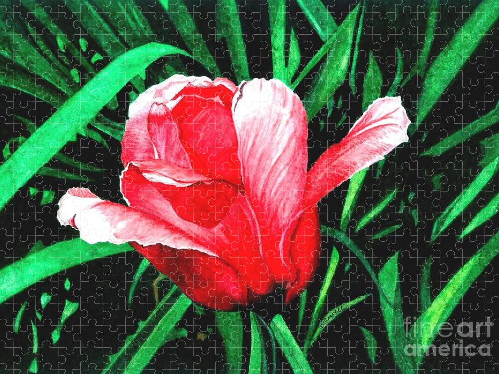 Flower Jigsaw Puzzle featuring the painting Spring Solo by Barbara Jewell