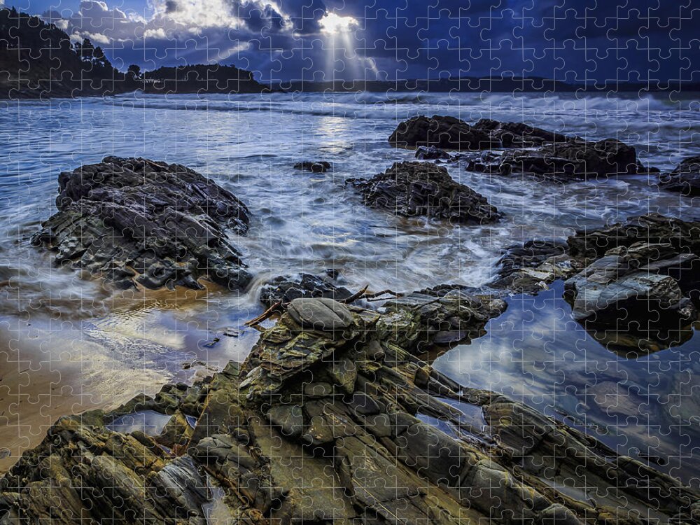 Ares Jigsaw Puzzle featuring the photograph Squalls on Ber Beach Galicia Spain by Pablo Avanzini
