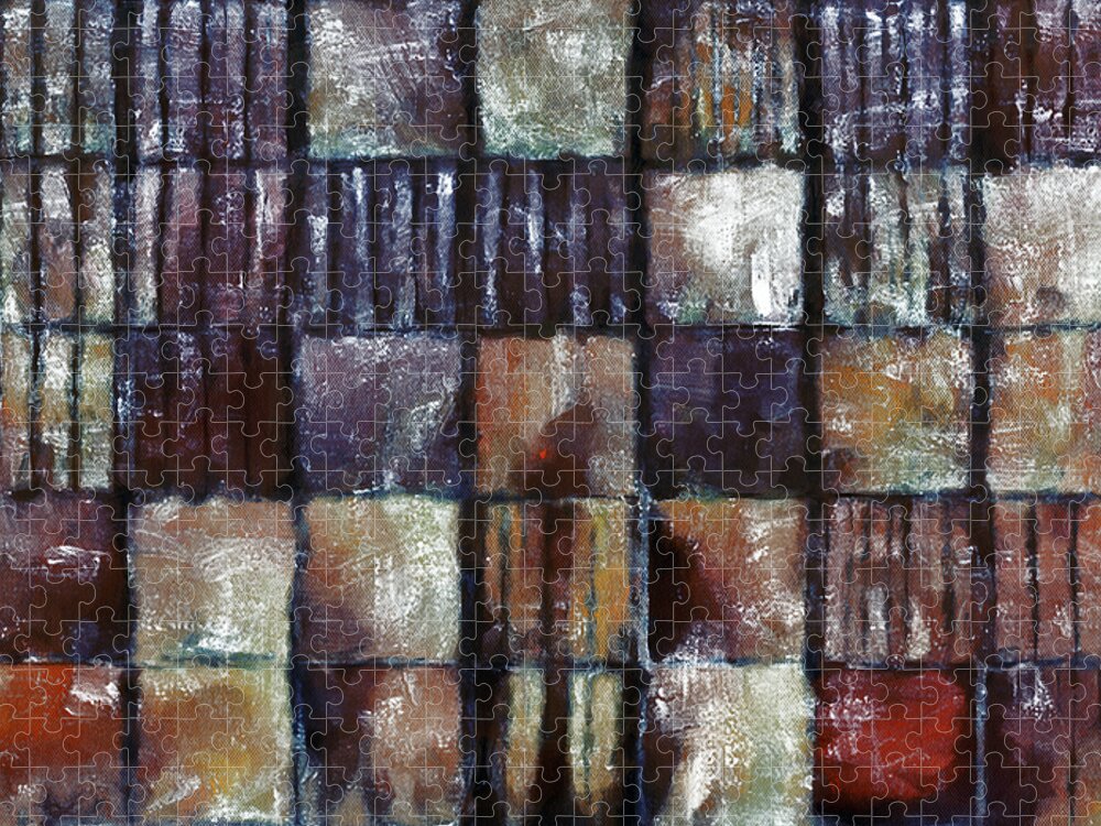 Square Jigsaw Puzzle featuring the mixed media Squared Up 1 by Angelina Tamez