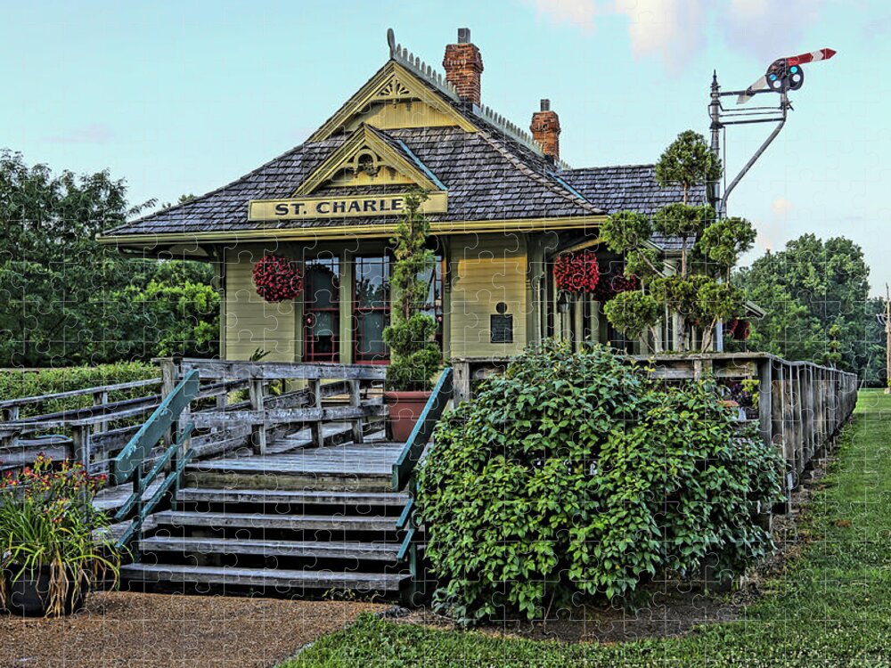 Katy Trail Jigsaw Puzzle featuring the photograph St Charles Station on the Katty Trail look west DSC00849 by Greg Kluempers