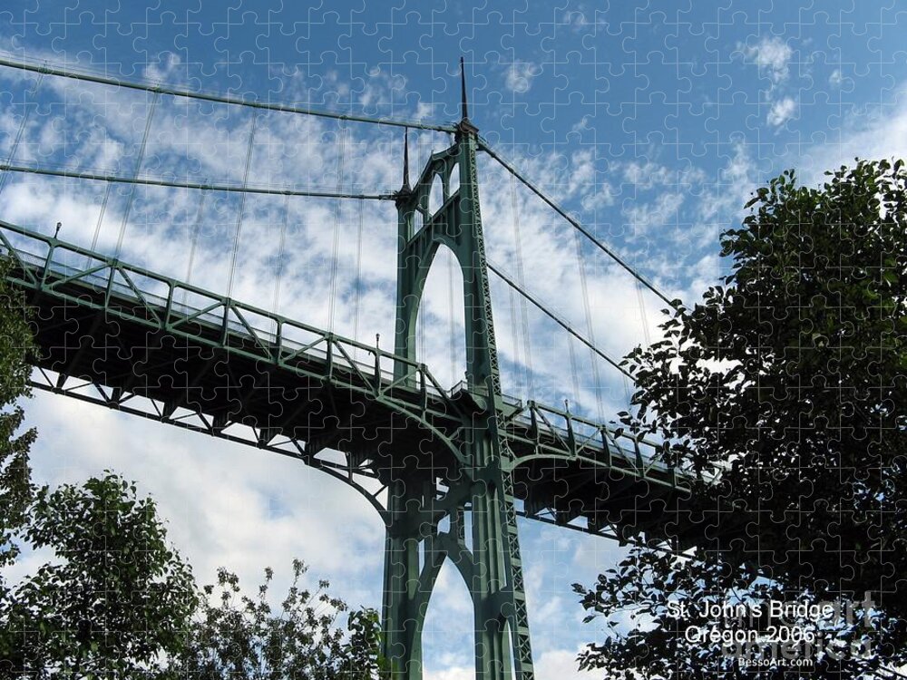 Portland Jigsaw Puzzle featuring the photograph St. Johns Bridge by Mars Besso