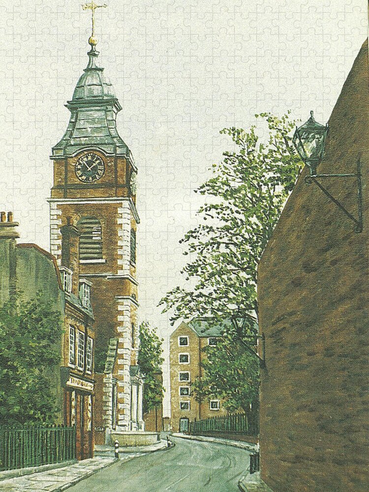 Scandrett Street Jigsaw Puzzle featuring the painting St Johns Church Wapping from Scandrett Street by Mackenzie Moulton