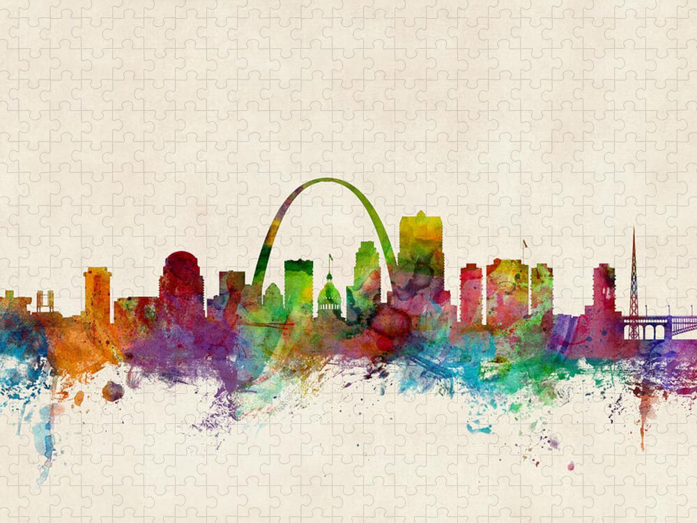 St Louis Puzzle featuring the digital art St Louis Missouri Skyline by Michael Tompsett