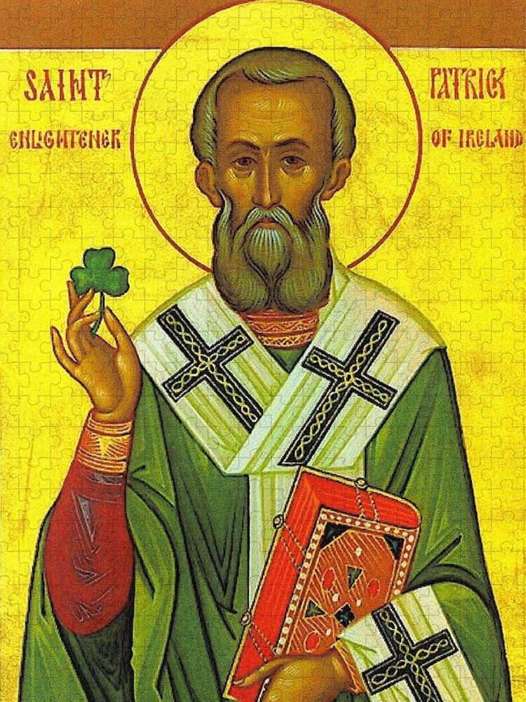 Patrick Jigsaw Puzzle featuring the painting St Patrick And The Shamrock by Pam Neilands
