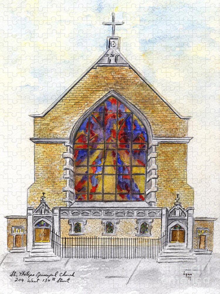 St. Phillip's Church Of Harlem Jigsaw Puzzle featuring the painting St. Phillip's church of Harlem by AFineLyne