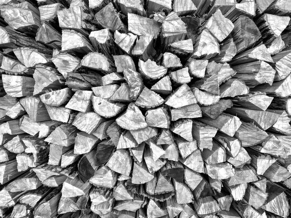 Abstract Jigsaw Puzzle featuring the photograph Stacked Firewood by David Letts