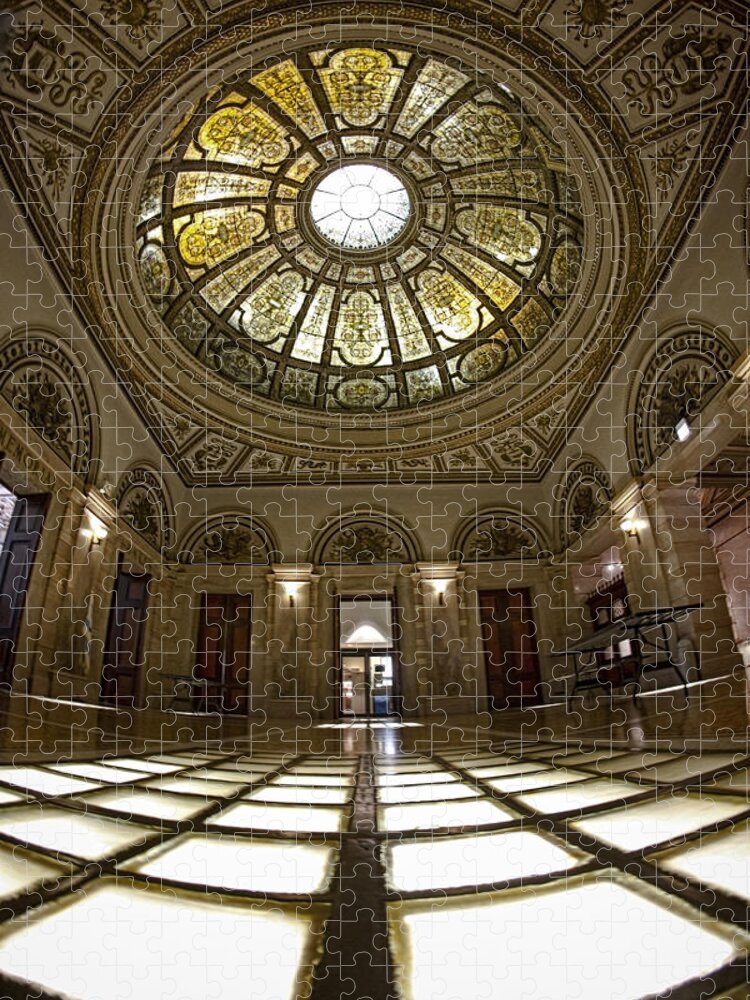 Chicago Jigsaw Puzzle featuring the photograph Stain Glass Rotunda by Sven Brogren