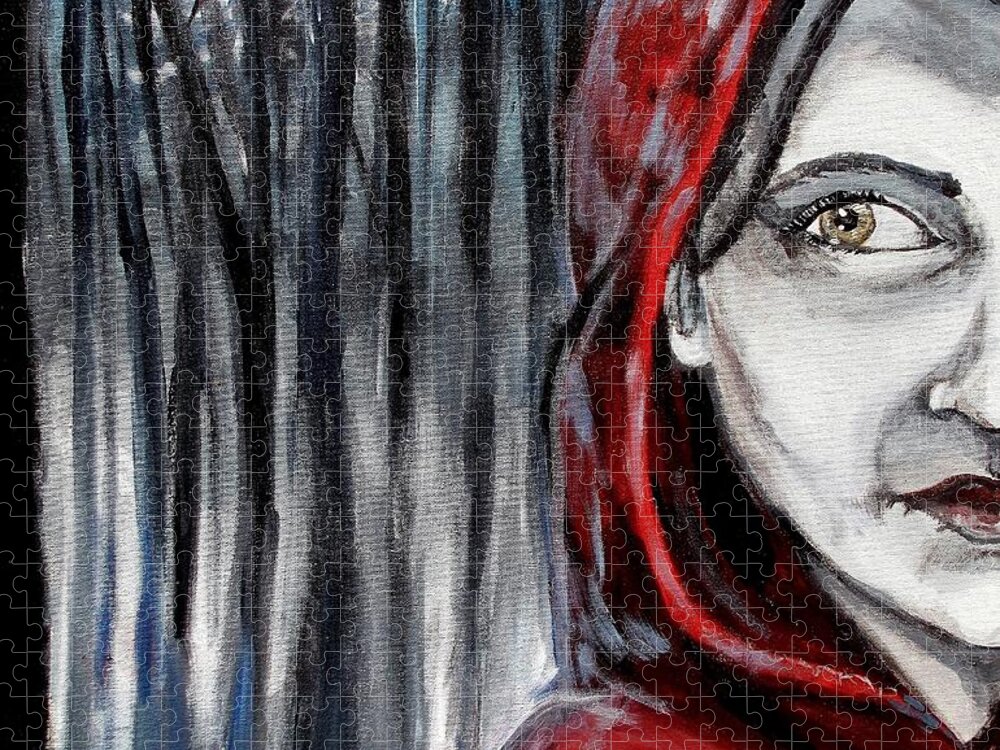 Little Red Riding Hood Jigsaw Puzzle featuring the painting Stalked by Shana Rowe Jackson