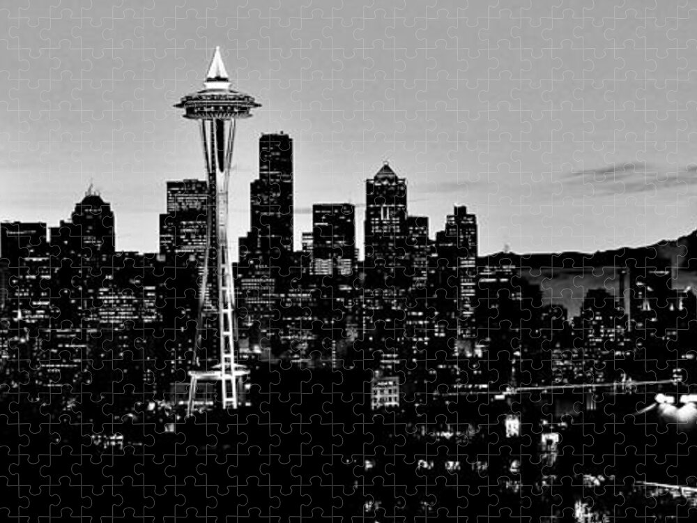 Seattle Jigsaw Puzzle featuring the photograph Stark Seattle Skyline by Benjamin Yeager